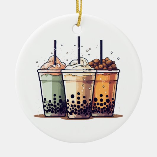 Het leven is kort, drink de boba keramisch ornament (Voorkant)