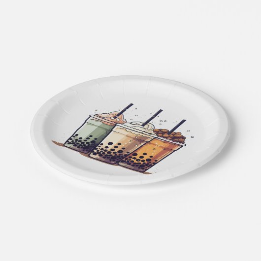 Het leven is kort, drink de boba papieren bordje (Gekanteld)