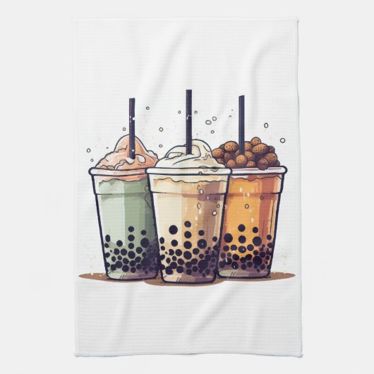 Het leven is kort, drink de boba theedoek (Verticaal)