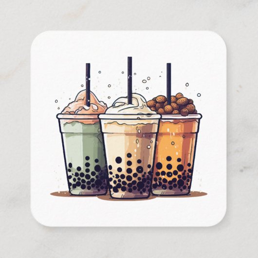 Het leven is kort, drink de boba vierkante visitekaartje (Achterkant)