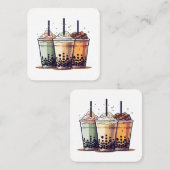 Het leven is kort, drink de boba vierkante visitekaartje (Voorkant / Achterkant)