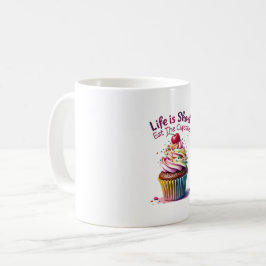 Het leven is kort, eet de cupcake - grappig en zoe koffiemok