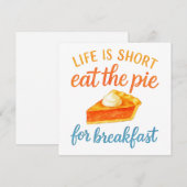 Het leven is kort, eet de taart als ontbijt, lieve feestdagenkaart (Voorkant / Achterkant)