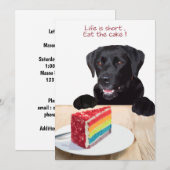 Het leven is kort, eet de taart - Black Lab Kaart (Voorkant / Achterkant)