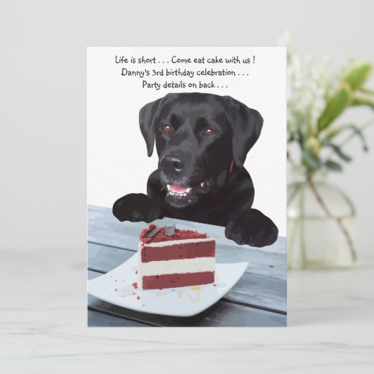 Het leven is kort, eet de taart - Black Lab Kaart (Staand voorkant)