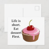 Het leven is kort, eet eerst het dessert briefkaart (Voorkant / Achterkant)