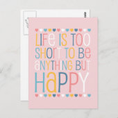 Het leven is kort en gelukkig briefkaart (Voorkant / Achterkant)