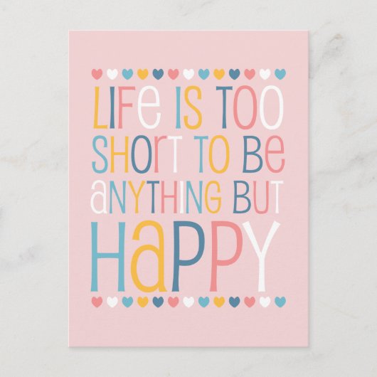 Het leven is kort en gelukkig briefkaart (Voorkant)