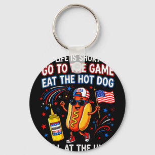 Het leven is kort ga naar het spel eet de hotdog s sleutelhanger