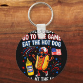 Het leven is kort ga naar het spel eet de hotdog s sleutelhanger (Voorkant)