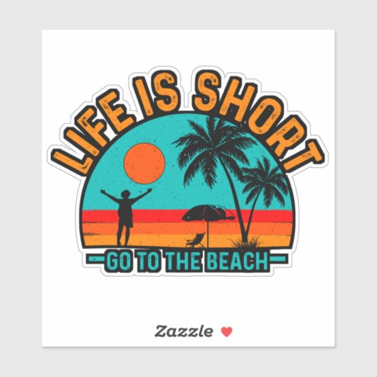 Het leven is kort Ga naar het strand-97226 Sticker (Vel)