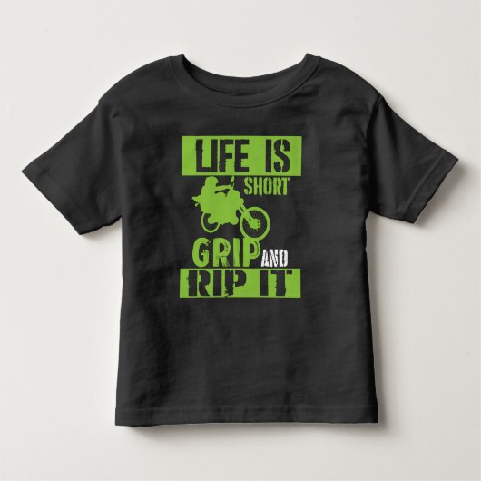 Het leven is kort grip en rip het - Motocross Kinder Shirts (Voorkant)