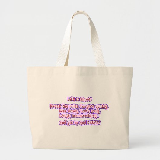 Het leven is kort grote tote bag (Voorkant)