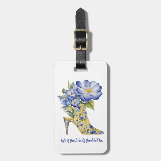 Het leven is kort, Hakken zou niet moeten zijn Bagagelabel (Voorkant verticaal)