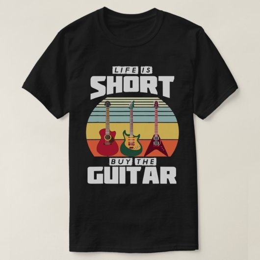Het leven is kort Koop de Guitar Mannen grafische  T-shirt (Design voorkant)