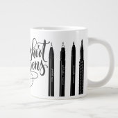 Het leven is kort, koop de pennen - belettering grote koffiekop (Rechts)