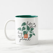 Het leven is kort, koop het Plant | Kute Personali Tweekleurige Koffiemok (Links)