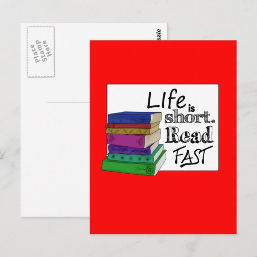 Het leven is kort. Lees snel. Briefkaart (Voorkant / Achterkant)