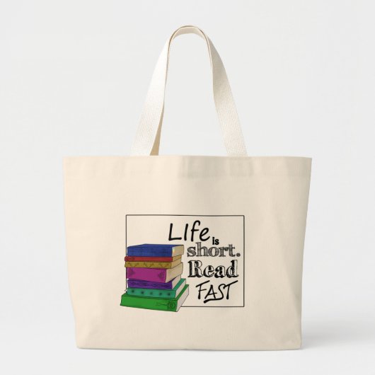 Het leven is kort. Lees snel. Grote Tote Bag (Voorkant)