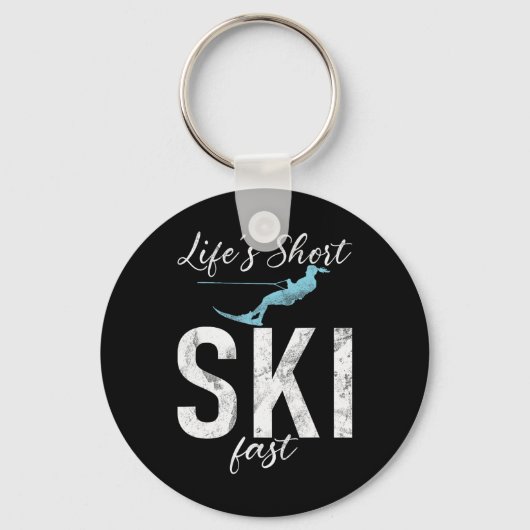 Het Leven Is Kort Ski Snel Waterskiën Sleutelhanger (Voorkant)