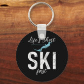 Het Leven Is Kort Ski Snel Waterskiën Sleutelhanger (Voorkant)