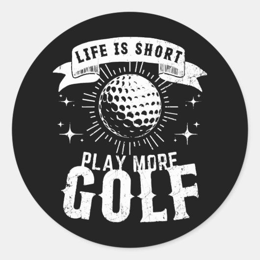 Het leven is kort. Speel meer golf Ronde Sticker (Voorkant)