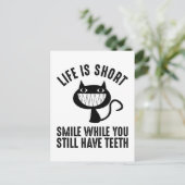 Het leven is kort, terwijl je nog steeds tanden he briefkaart (Staand voorkant)