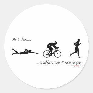 Het leven is kort..triathlons lijken langer. ronde sticker
