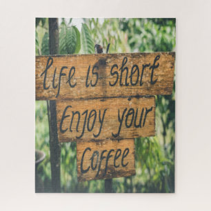 Het leven is kort van je koffie legpuzzel