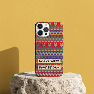 Het leven is kort, wees niet lui - geometrisch har Case-Mate iPhone 14 hoesje
