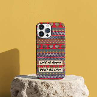 Het leven is kort, wees niet lui - geometrisch har iPhone 14 hoesje