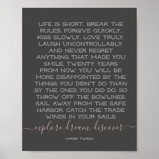 Het leven is Korte Breuk de Regels Twain Citaat va Poster (Voorkant)