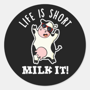 Het leven is korter dan de Koe. Ronde Sticker