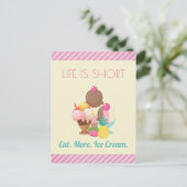 Het leven is korter dan eten meer ijskap briefkaart (Staand voorkant)