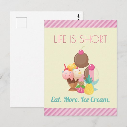 Het leven is korter dan eten meer ijskap briefkaart (Voorkant / Achterkant)