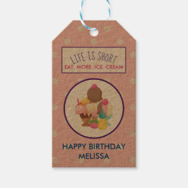 Het leven is korter dan eten meer ijskap cadeaulabel