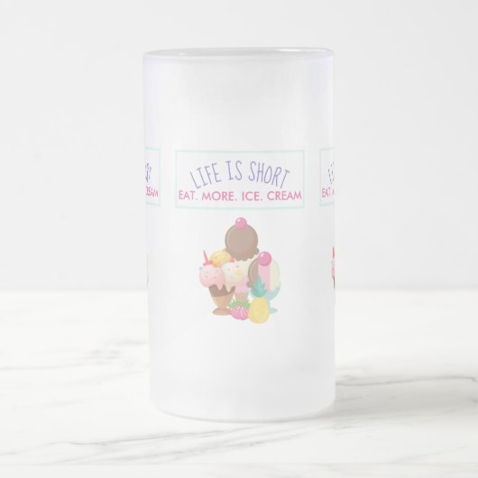 Het leven is korter dan eten meer ijskap matglas bierpul (Center)