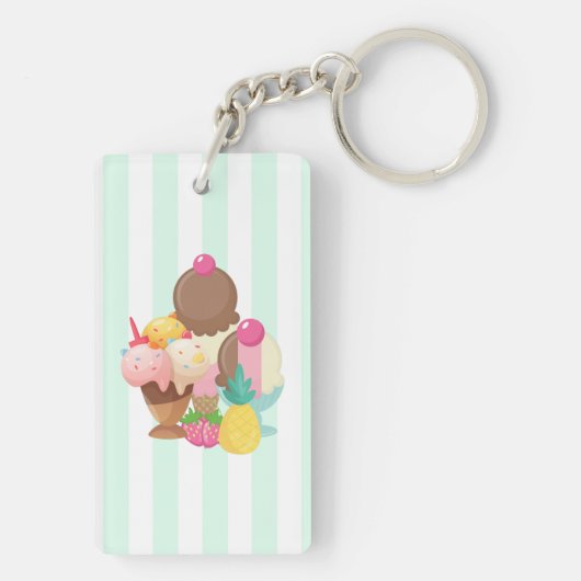 Het leven is korter dan eten meer ijskap sleutelhanger (achterkant)