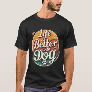 Het leven is leuker met een hond: Vintage pootafdr T-shirt