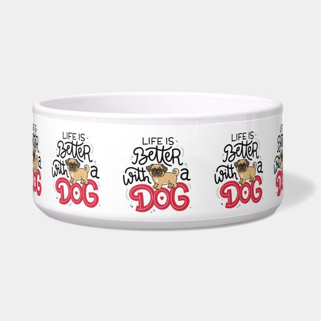 Het leven is leuker met een hond voerbakje (Voorkant)