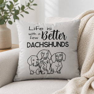 Het leven is leuker met een paar Dachshunds krabbe Kussen