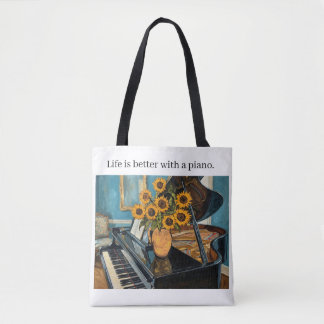 Het leven is leuker met een piano - geweldige bood tote bag