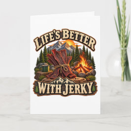 Het Leven Is Leuker Met Jerky Rustieke Kampeeravon Kaart