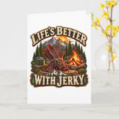 Het Leven Is Leuker Met Jerky Rustieke Kampeeravon Kaart (Gele Bloem)