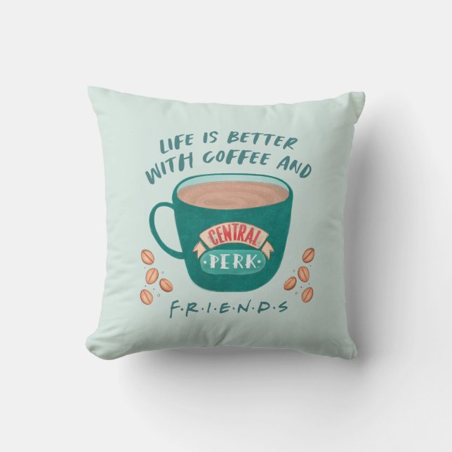 Het leven is leuker met koffie en FRIENDS™ Kussen (Voorkant)