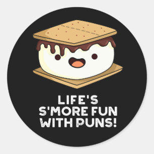Het leven is leuker met Puns Funny Food Pun Dark B Ronde Sticker