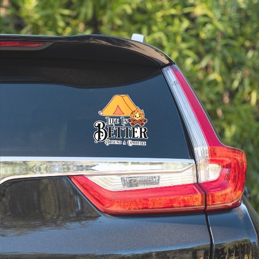 Het leven is leuker rond een kampvuur sticker (Auto Zijkant)