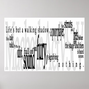 'Het leven is maar een Walking Shadow' Shakespeare Poster