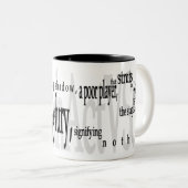 'Het leven is maar een Walking Shadow' Shakespeare Tweekleurige Koffiemok (Voorkant rechts)