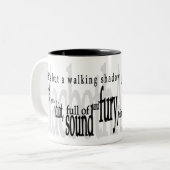 'Het leven is maar een Walking Shadow' Shakespeare Tweekleurige Koffiemok (Voorkant links)